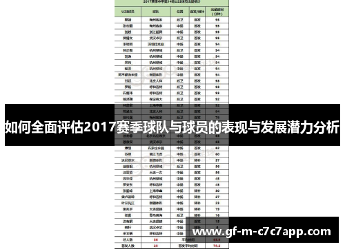 如何全面评估2017赛季球队与球员的表现与发展潜力分析